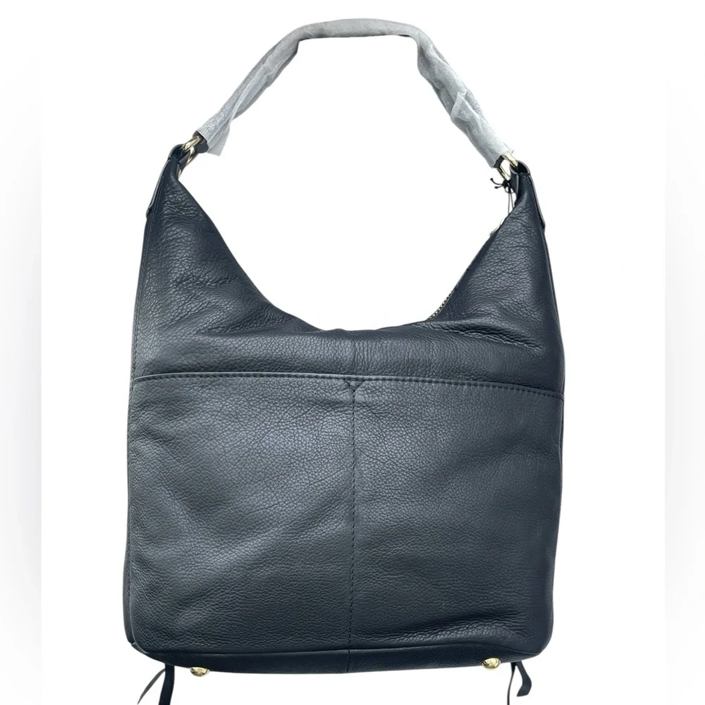 Aimee Kestenberg Car-Go Black Leather‎ Hobo Bag, Shearling Pockets, NWT